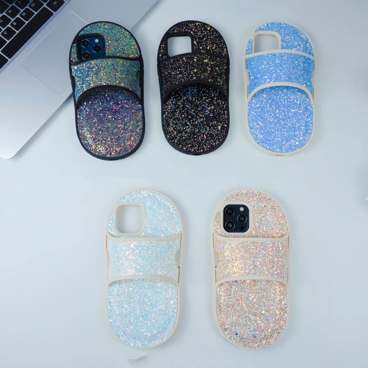 For iPhone 15 Pro Creative Glitter Slipper Design TPU Shockproof Phone Case(Blue) - HoMEdemic™ 