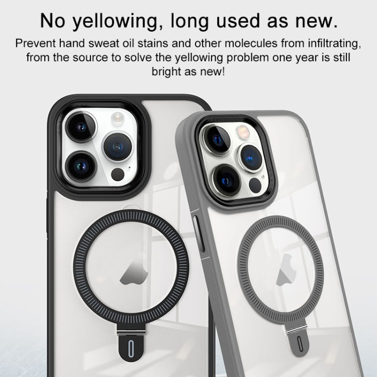 For iPhone 15 Pro Shield Armor MagSafe Holder Phone Case(Grey) - HoMEdemic™ 