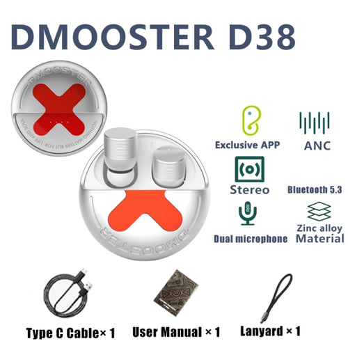 D MOOSTER D38 TWS Active Noise Reduction In-Ear Bluetooth Earphones Support APP Control(White) - HoMEdemic™ 