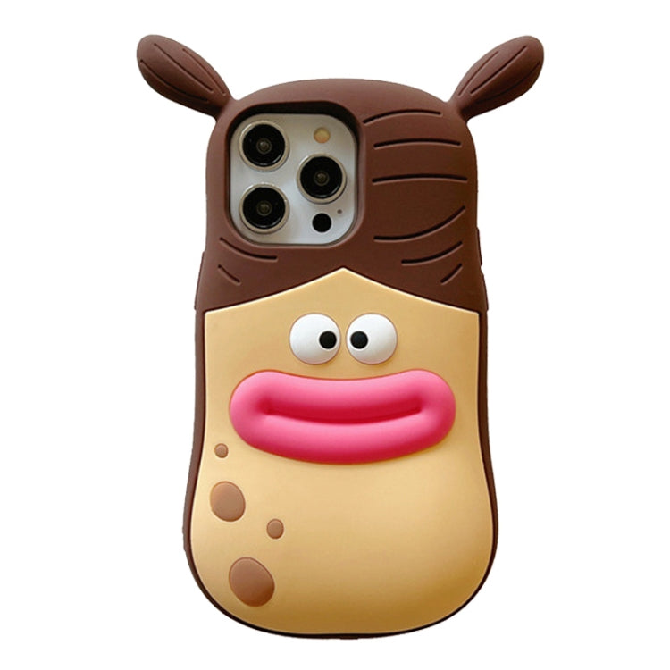 For iPhone 15 Pro 3D Fun Braid Girl Silicone Phone Case(Pinch Mouth) - HoMEdemic™ 