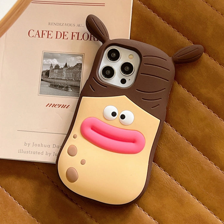 For iPhone 15 Pro 3D Fun Braid Girl Silicone Phone Case(Pinch Mouth) - HoMEdemic™ 