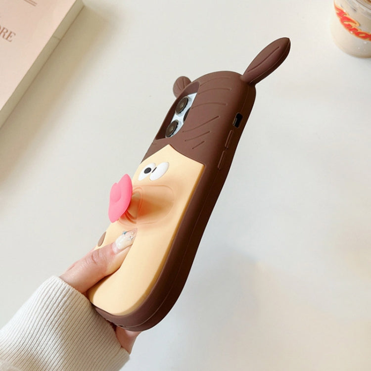 For iPhone 15 Pro 3D Fun Braid Girl Silicone Phone Case(Pinch Mouth) - HoMEdemic™ 