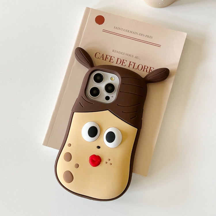 For iPhone 15 Pro 3D Fun Braid Girl Silicone Phone Case(Pinch Eyes) - HoMEdemic™ 