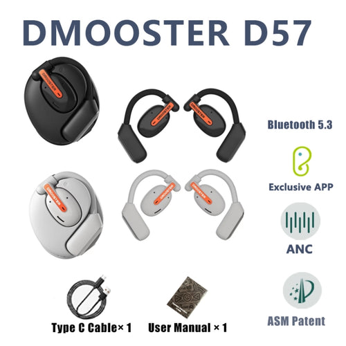 D MOOSTER D57 OWS Ear-Mounted ENC Bluetooth Earphones(Grey) - HoMEdemic™ 