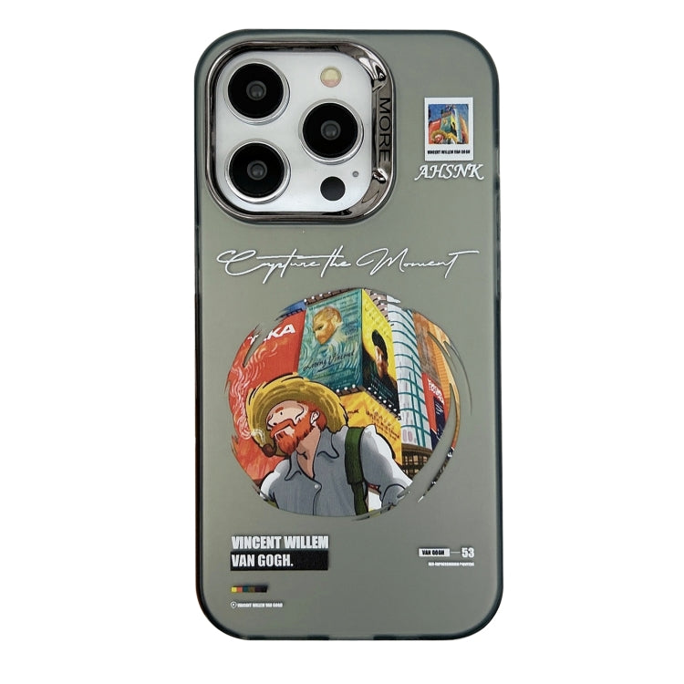 For iPhone 15 Pro Electroplated Lens Illustration Phone Case(Grey) - HoMEdemic™ 
