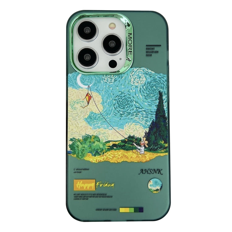 For iPhone 15 Pro Electroplated Lens Illustration Phone Case(Green) - HoMEdemic™ 