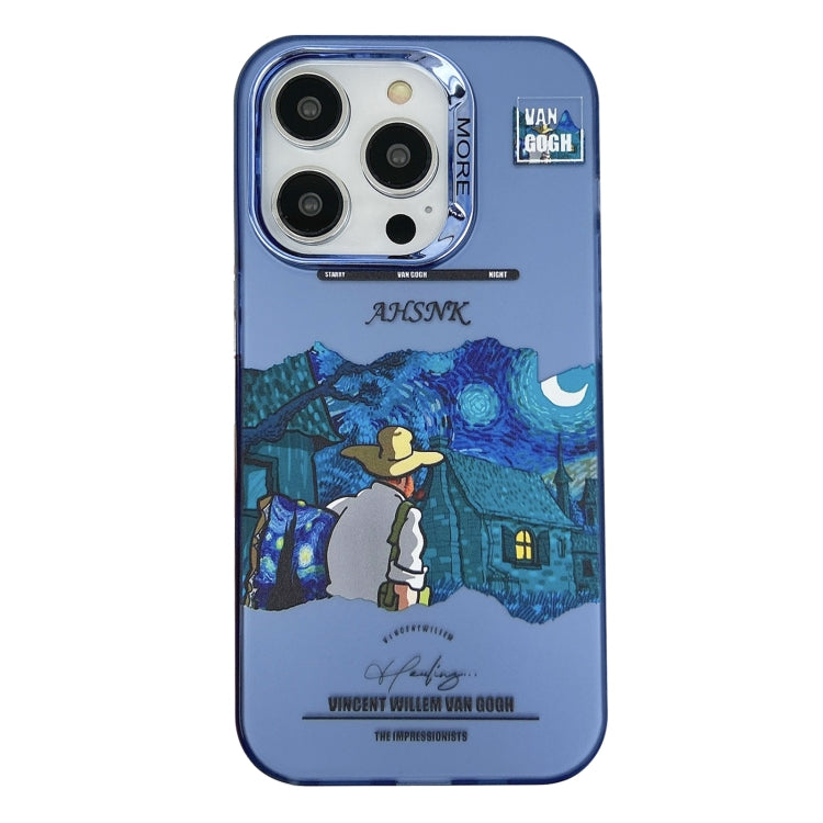 For iPhone 15 Pro Electroplated Lens Illustration Phone Case(Blue) - HoMEdemic™ 