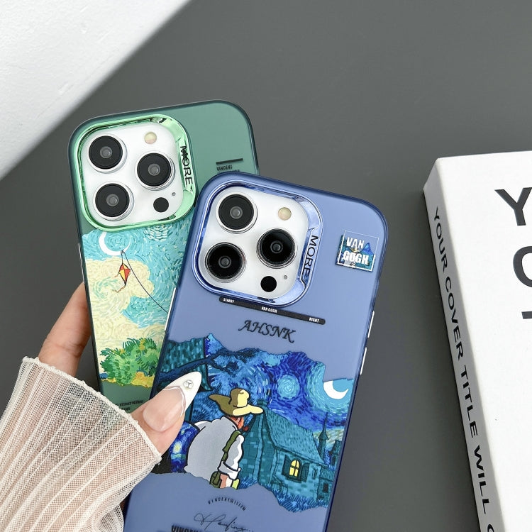 For iPhone 15 Pro Electroplated Lens Illustration Phone Case(Blue) - HoMEdemic™ 