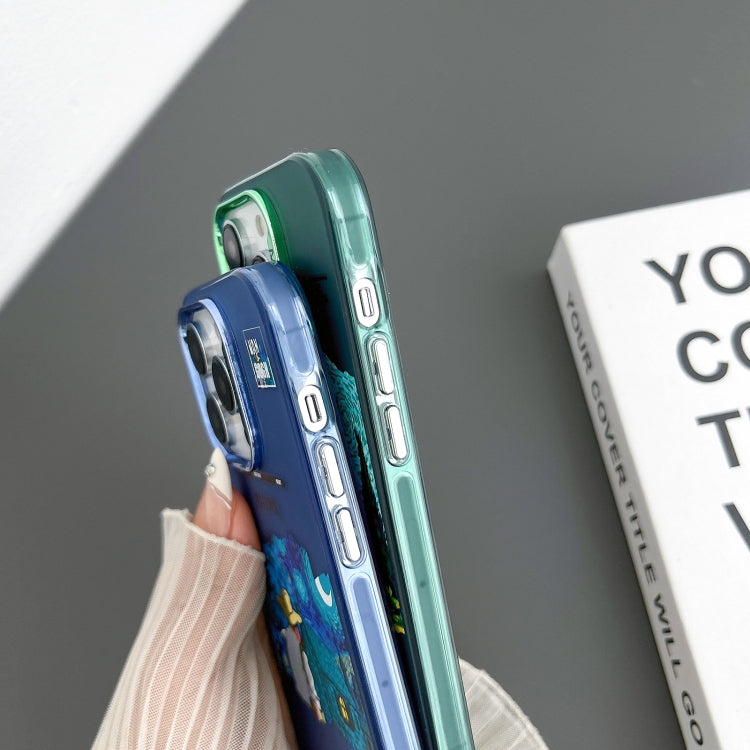 For iPhone 15 Pro Electroplated Lens Illustration Phone Case(Blue) - HoMEdemic™ 