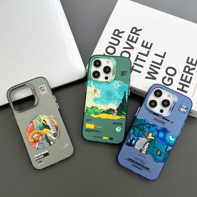 For iPhone 15 Pro Electroplated Lens Illustration Phone Case(Blue) - HoMEdemic™ 