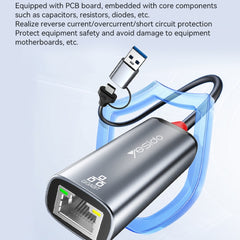 Yesido HB26 2 in 1 USB+USB-C/Type-C to Ethernet Adapter(Grey) - HoMEdemic™ 