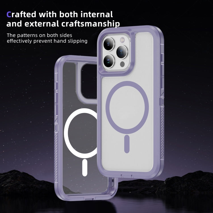 For iPhone 15 Pro Guard Magsafe Magnetic Ring Matte Phone Case(Light Purple) - HoMEdemic™ 