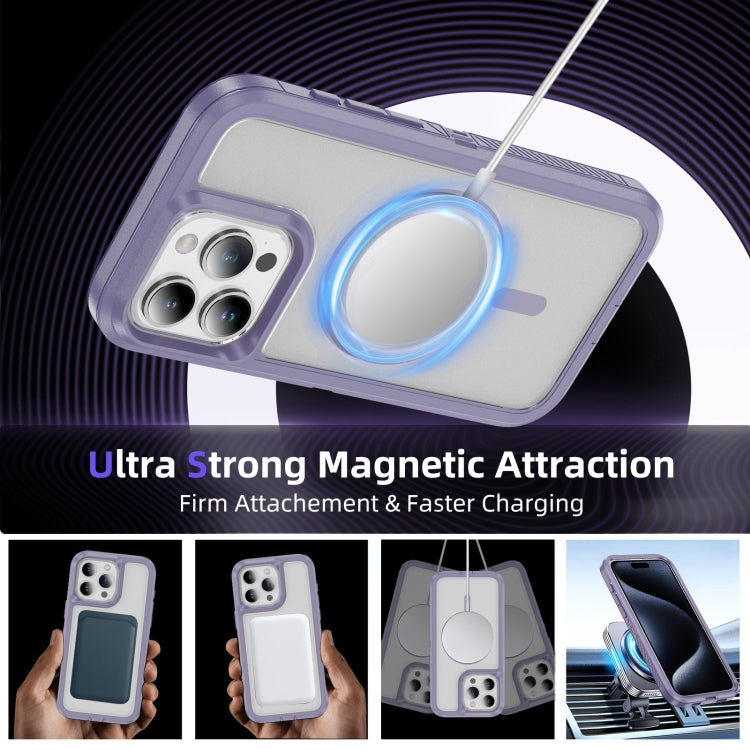 For iPhone 15 Pro Guard Magsafe Magnetic Ring Matte Phone Case(Light Purple) - HoMEdemic™ 