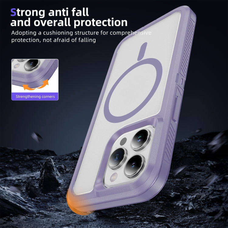 For iPhone 15 Pro Guard Magsafe Magnetic Ring Matte Phone Case(Light Purple) - HoMEdemic™ 