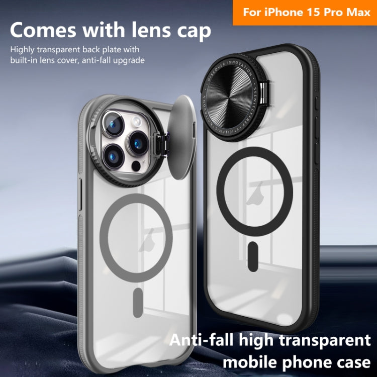 For iPhone 15 Pro Round Camshield MagSafe TPU Hybrid PC Phone Case(Grey) - HoMEdemic™ 