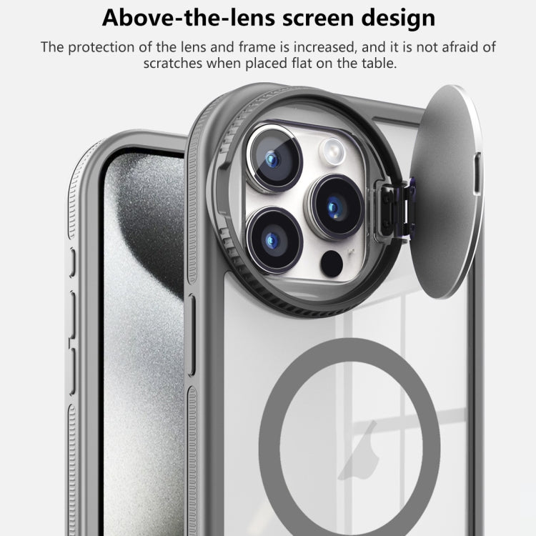 For iPhone 15 Pro Round Camshield MagSafe TPU Hybrid PC Phone Case(Grey) - HoMEdemic™ 