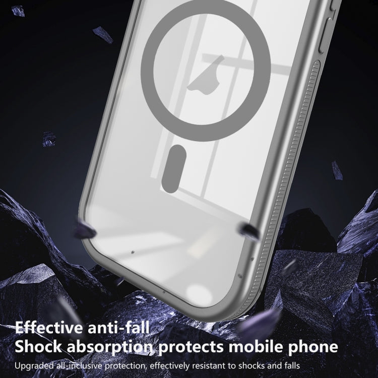 For iPhone 15 Pro Round Camshield MagSafe TPU Hybrid PC Phone Case(Grey) - HoMEdemic™ 