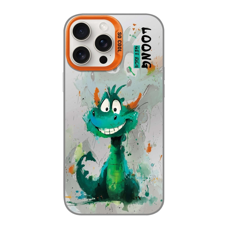 For iPhone 15 Pro Splash-ink AI Cute Dragon PC Hybrid TPU Phone Case(Green Dragon) - HoMEdemic™ 