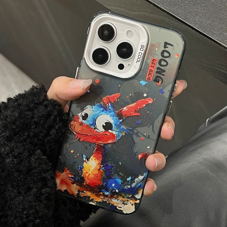 For iPhone 15 Pro Splash-ink AI Cute Dragon PC Hybrid TPU Phone Case(Big-eye Dragon) - HoMEdemic™ 