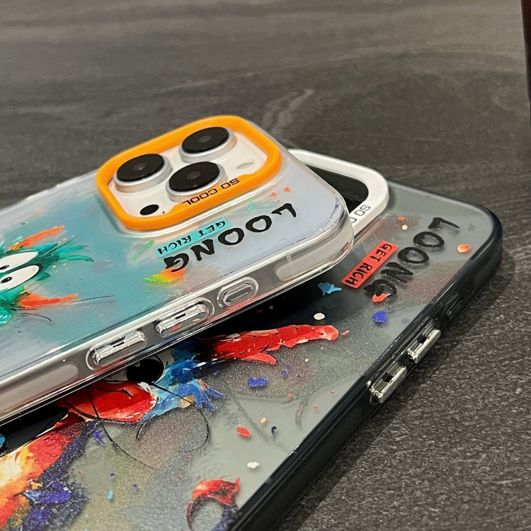 For iPhone 15 Pro Splash-ink AI Cute Dragon PC Hybrid TPU Phone Case(Big-eye Dragon) - HoMEdemic™ 