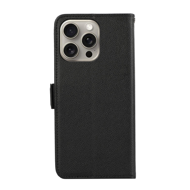 For iPhone 15 Pro ABEEL Side-Magnetic Litchi Pattern Leather RFID Phone Case(Black) - HoMEdemic™ 