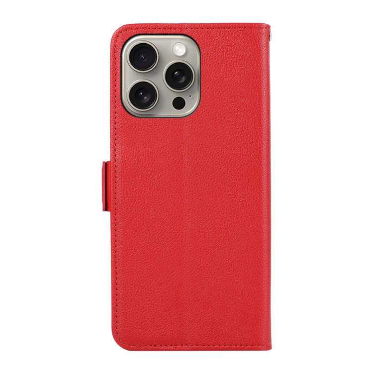 For iPhone 15 Pro ABEEL Side-Magnetic Litchi Pattern Leather RFID Phone Case(Red) - HoMEdemic™ 