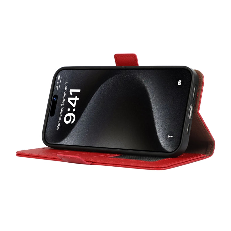 For iPhone 15 Pro ABEEL Side-Magnetic Litchi Pattern Leather RFID Phone Case(Red) - HoMEdemic™ 