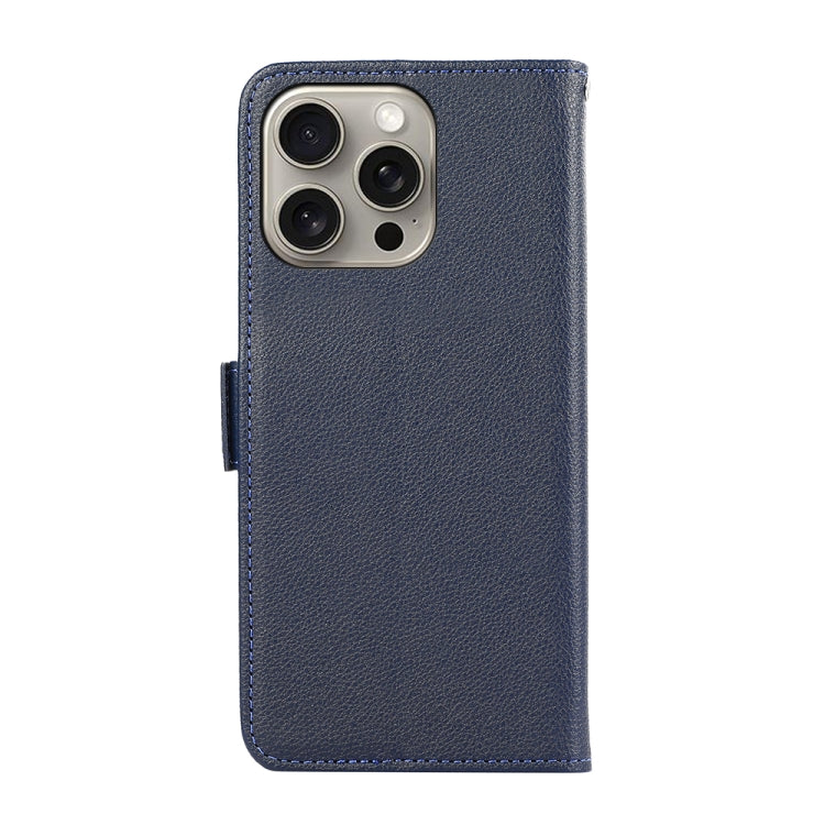 For iPhone 15 Pro ABEEL Side-Magnetic Litchi Pattern Leather RFID Phone Case(Blue) - HoMEdemic™ 