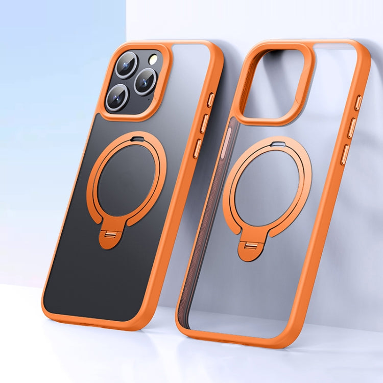 For iPhone 15 Pro Max Double Ring MagSafe Magnetic Holder Phone Case(Matte Orange) - HoMEdemic™ 