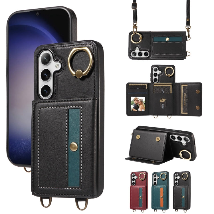 For Samsung Galaxy S24 5G Crossbodys Wallet Bag Ring Holder Leather Phone Case(Black) - HoMEdemic™ 