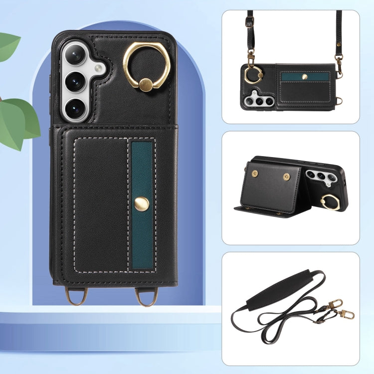 For Samsung Galaxy S24 5G Crossbodys Wallet Bag Ring Holder Leather Phone Case(Black) - HoMEdemic™ 