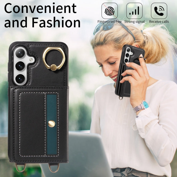 For Samsung Galaxy S24 5G Crossbodys Wallet Bag Ring Holder Leather Phone Case(Black) - HoMEdemic™ 