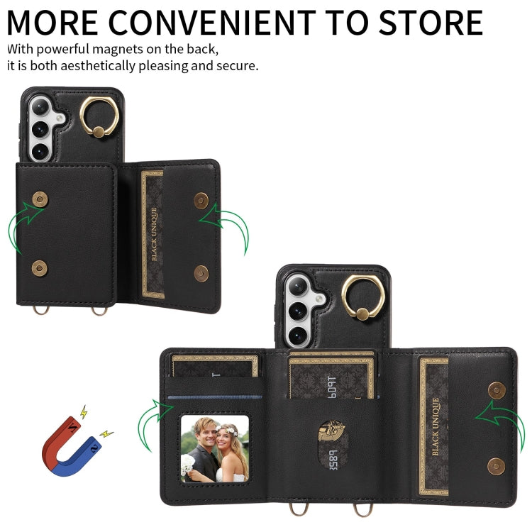 For Samsung Galaxy S24 5G Crossbodys Wallet Bag Ring Holder Leather Phone Case(Black) - HoMEdemic™ 