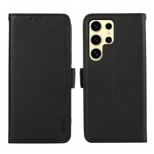 For Samsung Galaxy S24 Ultra 5G ABEEL Side-Magnetic Litchi Pattern Leather RFID Phone Case(Black) - HoMEdemic™ 