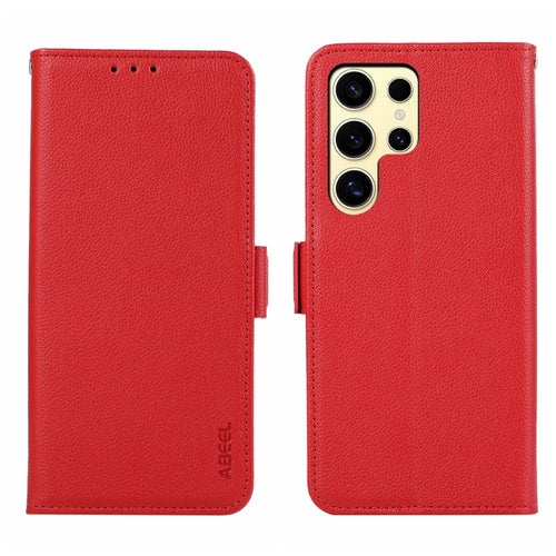 For Samsung Galaxy S24 Ultra 5G ABEEL Side-Magnetic Litchi Pattern Leather RFID Phone Case(Red) - HoMEdemic™ 