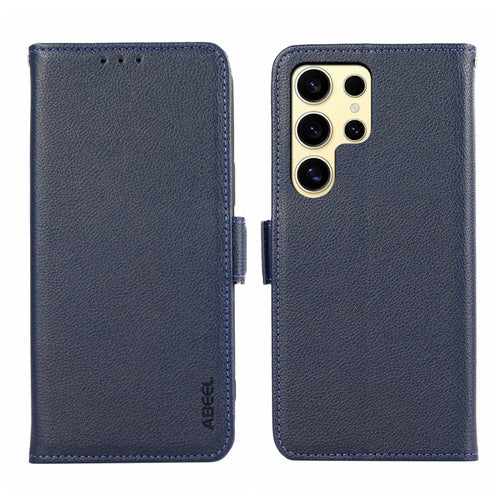 For Samsung Galaxy S24 Ultra 5G ABEEL Side-Magnetic Litchi Pattern Leather RFID Phone Case(Blue) - HoMEdemic™ 