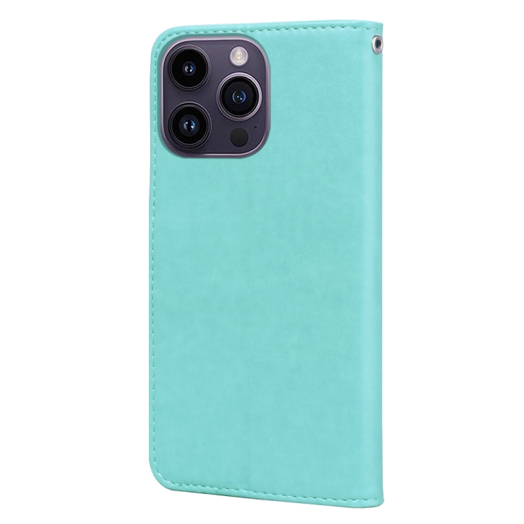 For iPhone 15 Pro Rose Embossed Flip PU Leather Phone Case(Green) - HoMEdemic™ 