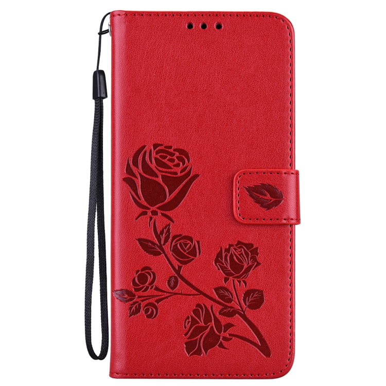 For iPhone 15 Pro Rose Embossed Flip PU Leather Phone Case(Red) - HoMEdemic™ 