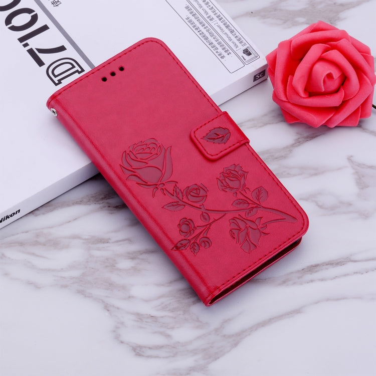 For iPhone 15 Pro Max Rose Embossed Flip PU Leather Phone Case(Red) - HoMEdemic™ 