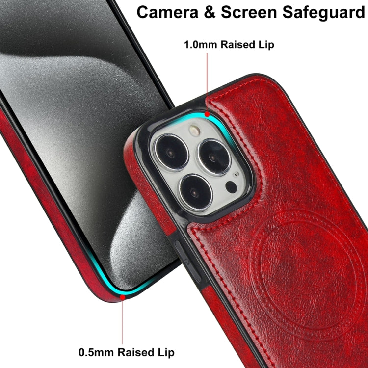 For iPhone 15 Pro Retro Leather Invisible Stand MagSafe Phone Case(Red) - HoMEdemic™ 