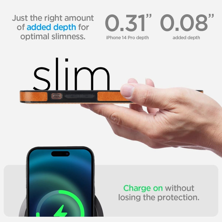 For iPhone 15 Pro Retro Leather Invisible Stand MagSafe Phone Case(Yellow) - HoMEdemic™ 