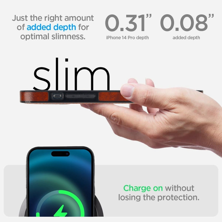 For iPhone 15 Pro Retro Leather Invisible Stand MagSafe Phone Case(Brown) - HoMEdemic™ 