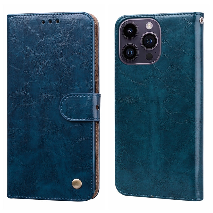 Oil Wax Texture Shockproof Flip Leather Phone Case For iPhone 15 Pro(Blue) - HoMEdemic™ 