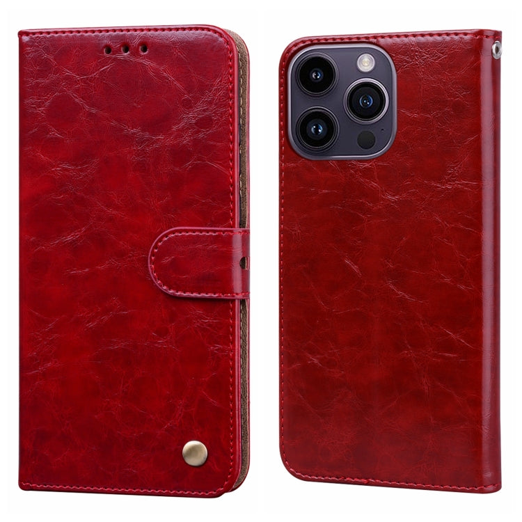 Oil Wax Texture Shockproof Flip Leather Phone Case For iPhone 15 Pro(Red) - HoMEdemic™ 