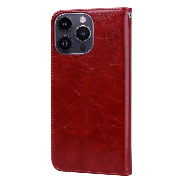Oil Wax Texture Shockproof Flip Leather Phone Case For iPhone 15 Pro(Red) - HoMEdemic™ 