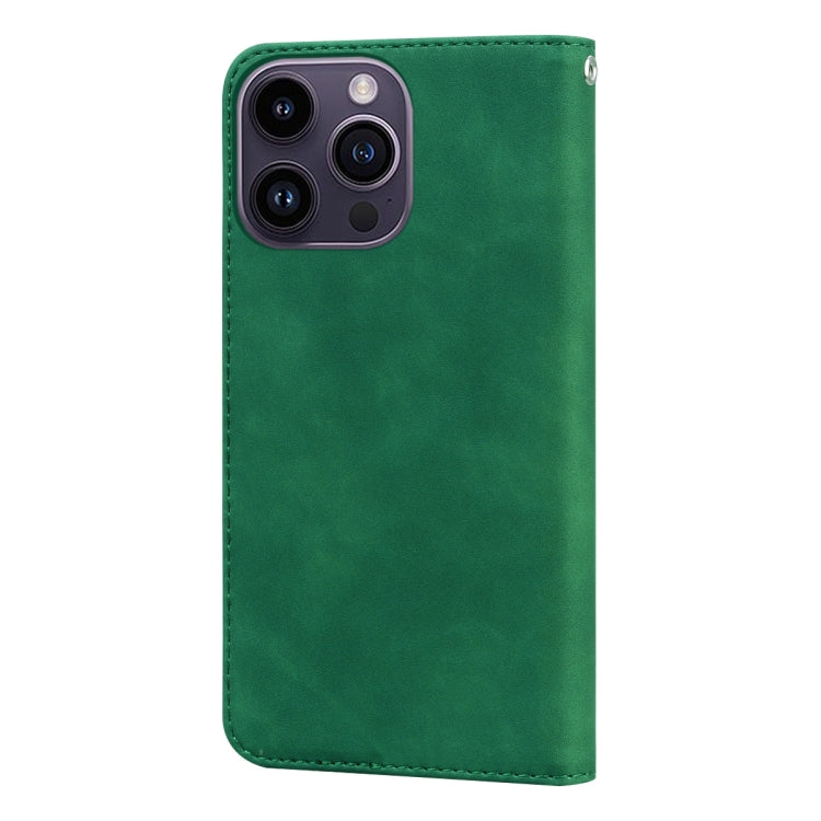 For iPhone 15 Pro Frosted Business Magnetic Horizontal Flip PU Phone Case(Green) - HoMEdemic™ 