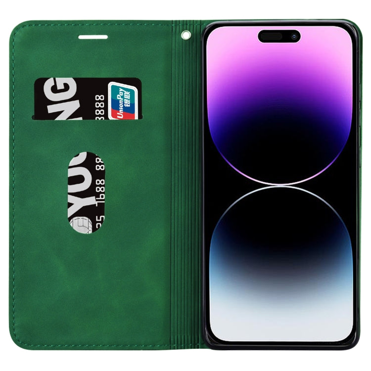 For iPhone 15 Pro Frosted Business Magnetic Horizontal Flip PU Phone Case(Green) - HoMEdemic™ 