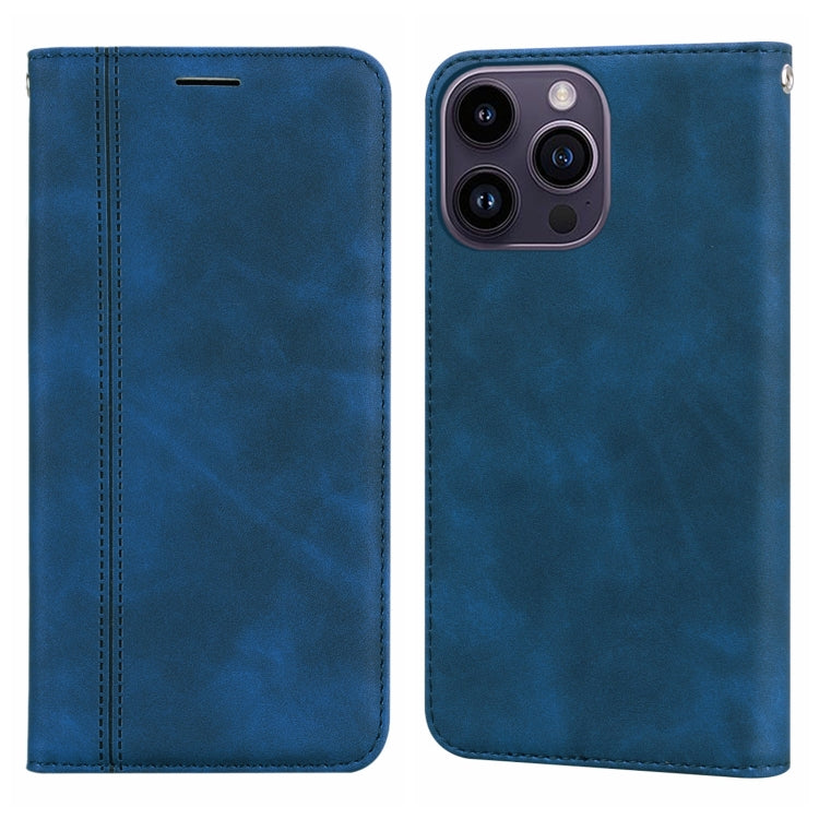 For iPhone 15 Pro Frosted Business Magnetic Horizontal Flip PU Phone Case(Blue) - HoMEdemic™ 