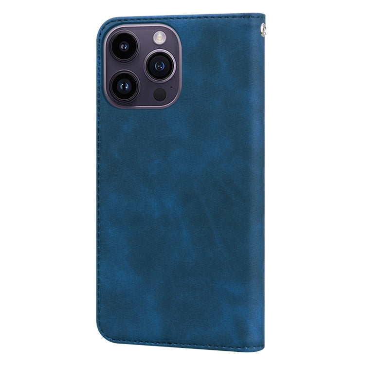 For iPhone 15 Pro Frosted Business Magnetic Horizontal Flip PU Phone Case(Blue) - HoMEdemic™ 