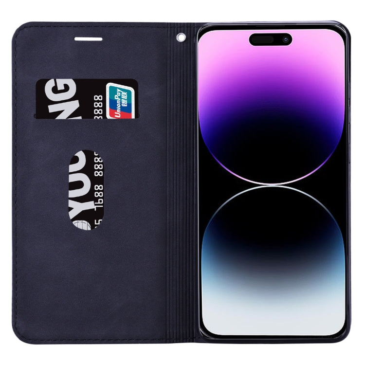 For iPhone 15 Pro Frosted Business Magnetic Horizontal Flip PU Phone Case(Black) - HoMEdemic™ 